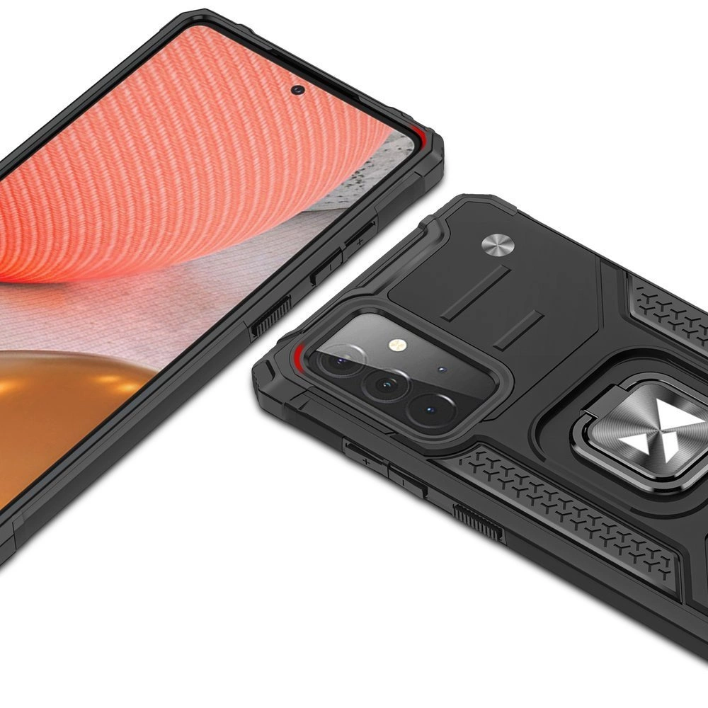 Wozinsky Ring Armor Case Kickstand Tough Rugged Cover for Samsung Galaxy A72 4G redeng