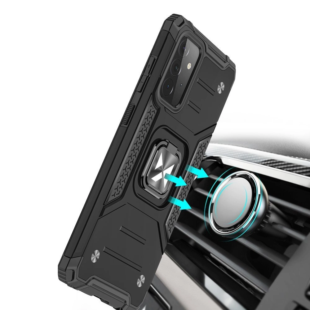 Wozinsky Ring Armor Case Kickstand Tough Rugged Cover for Samsung Galaxy A72 4G redeng