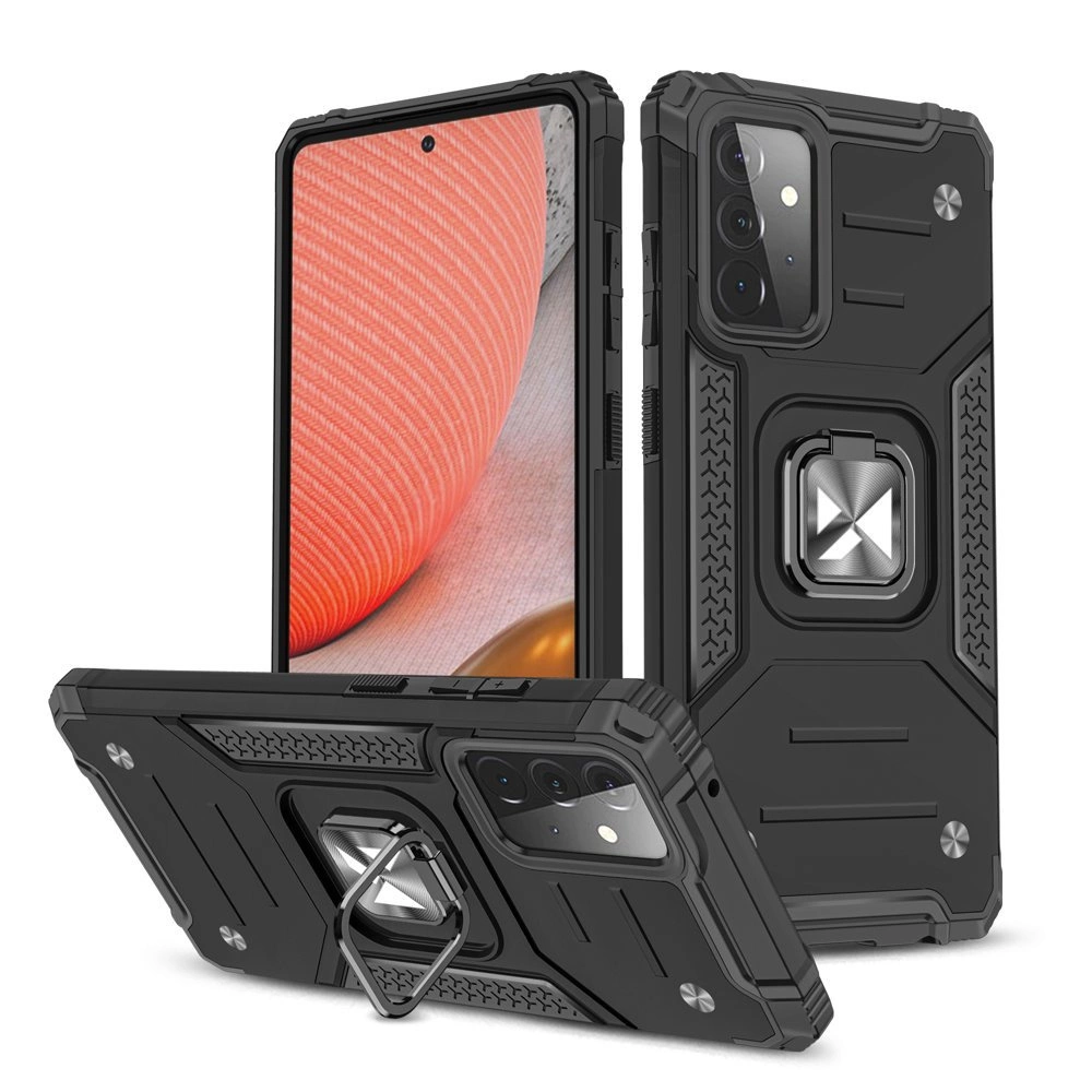 Wozinsky Ring Armor Case Kickstand Tough Rugged Cover for Samsung Galaxy A72 4G blackeng