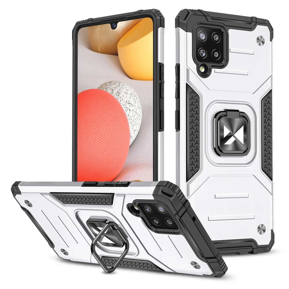 Wozinsky Ring Armor Case Kickstand Tough Rugged Cover for Samsung Galaxy A42 5G silvereng