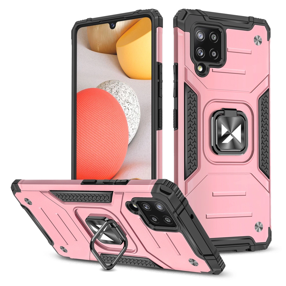 Wozinsky Ring Armor Case Kickstand Tough Rugged Cover for Samsung Galaxy A42 5G pinkeng