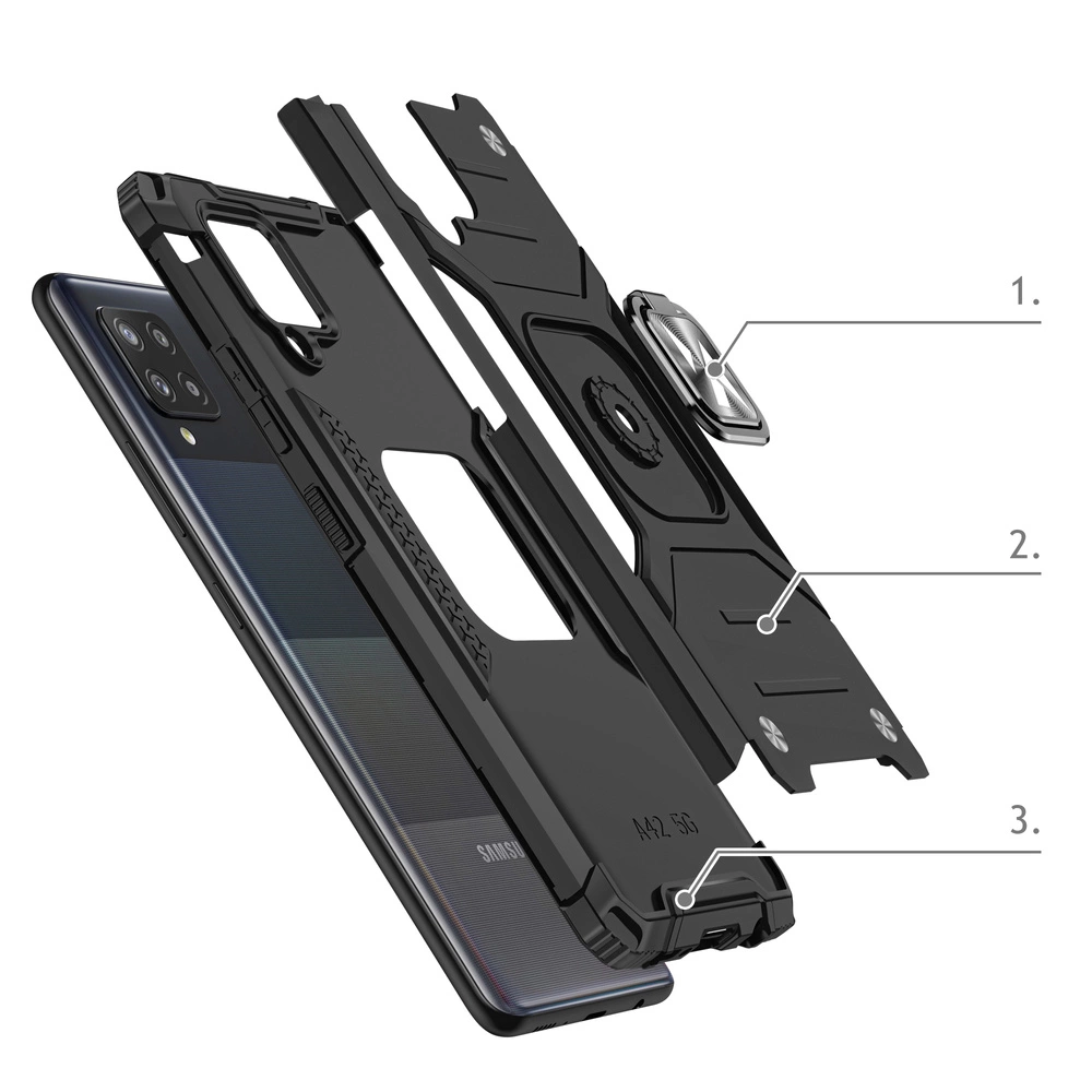 Wozinsky Ring Armor Case Kickstand Tough Rugged Cover for Samsung Galaxy A42 5G redeng