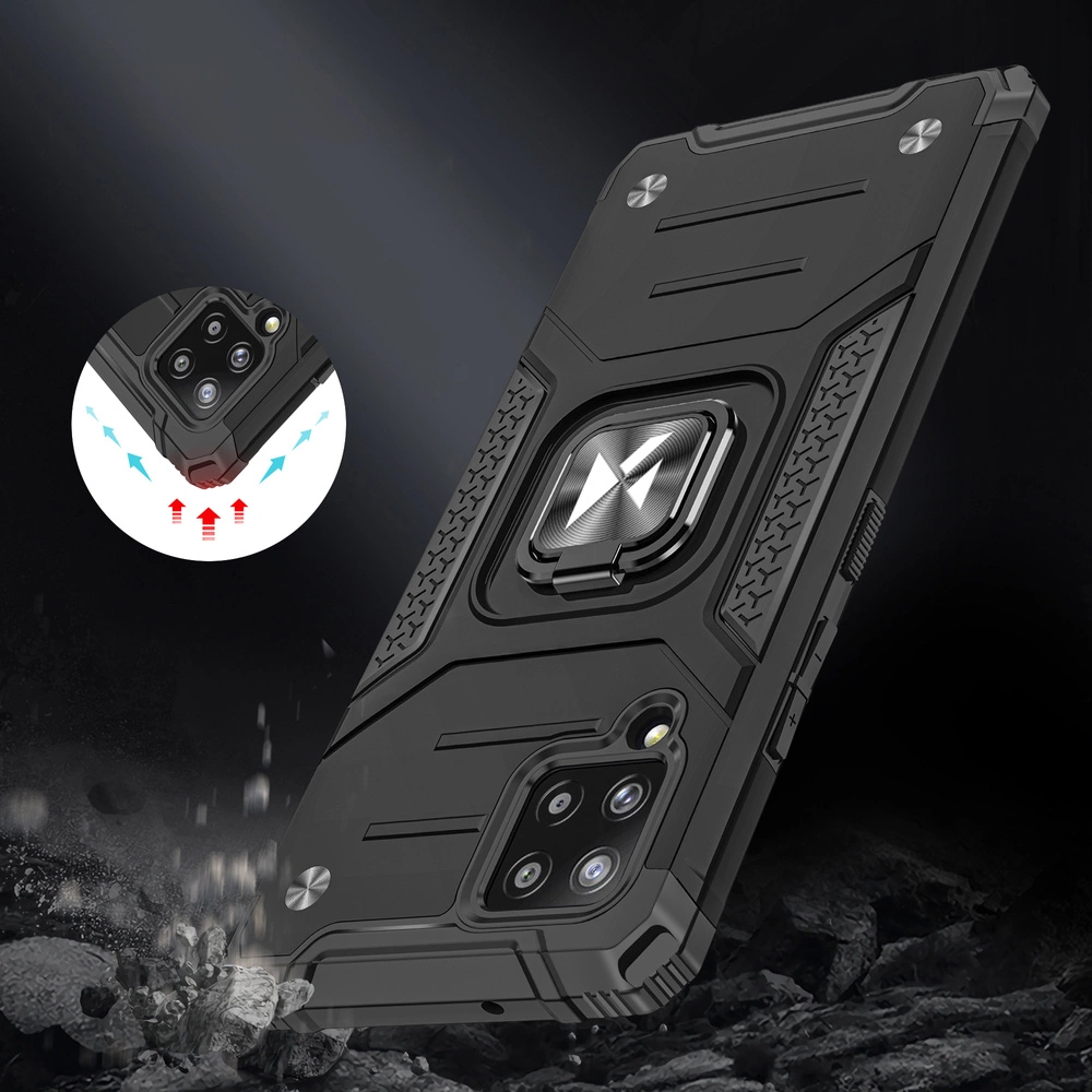 Wozinsky Ring Armor Case Kickstand Tough Rugged Cover for Samsung Galaxy A42 5G redeng