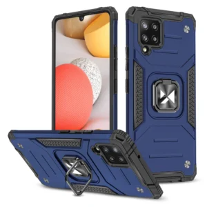 Wozinsky Ring Armor Case Kickstand Tough Rugged Cover for Samsung Galaxy A42 5G blueeng
