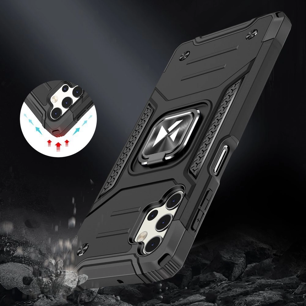 Wozinsky Ring Armor Case Kickstand Tough Rugged Cover for Samsung Galaxy A32 5G blackeng
