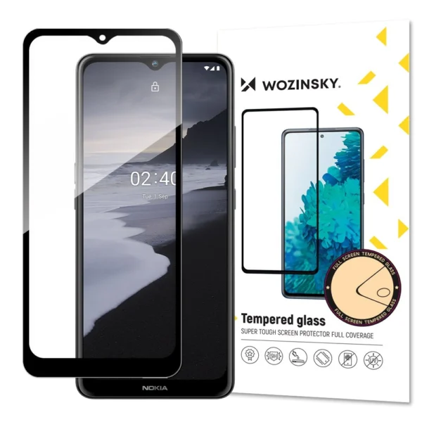 Wozinsky Tempered Glass Full Glue Super Tough Screen Protector Full Coveraged with Frame Case Friendly for Nokia 2.4 blackeng