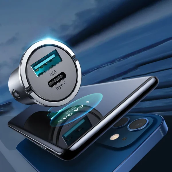 Joyroom fast car charger USB Type C / USB 45 W 5 A Power Delivery Quick Charge 3.0 AFC SCP gray (C-A35)eng