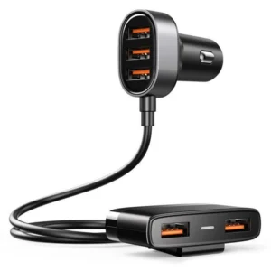 Joyroom fast car charger 5x USB 6.2 A with extension cable black (JR-CL03)eng