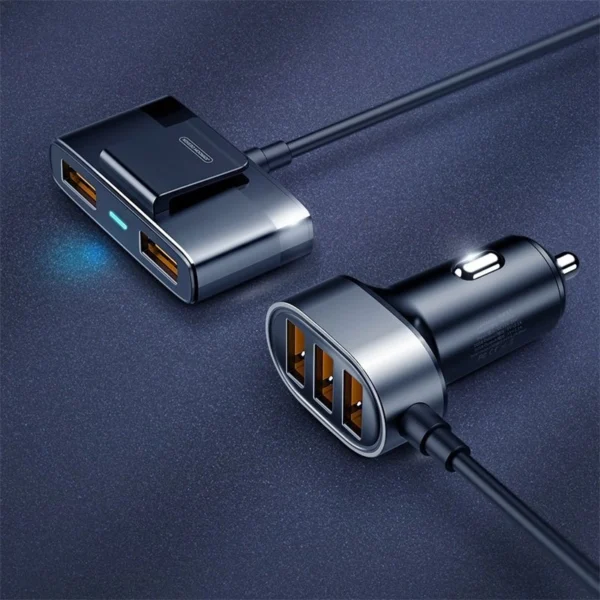 Joyroom fast car charger 5x USB 6.2 A with extension cable black (JR-CL03)eng