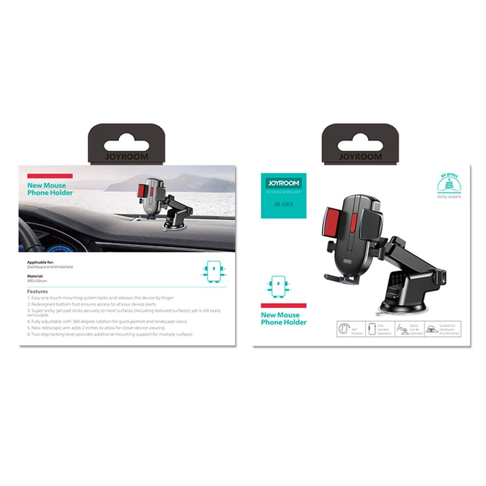 Joyroom car phone holder with telescopic extendable arm for dashboard and window black (JR-OK3)eng