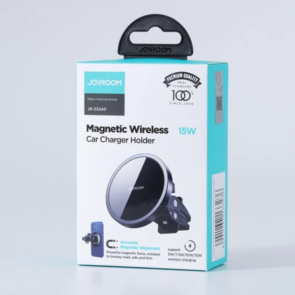 Joyroom Car Magnetic Holder Qi Wireless Inductive Charger 15W (MagSafe Compatible for iPhone) Black (JR-ZS240)eng