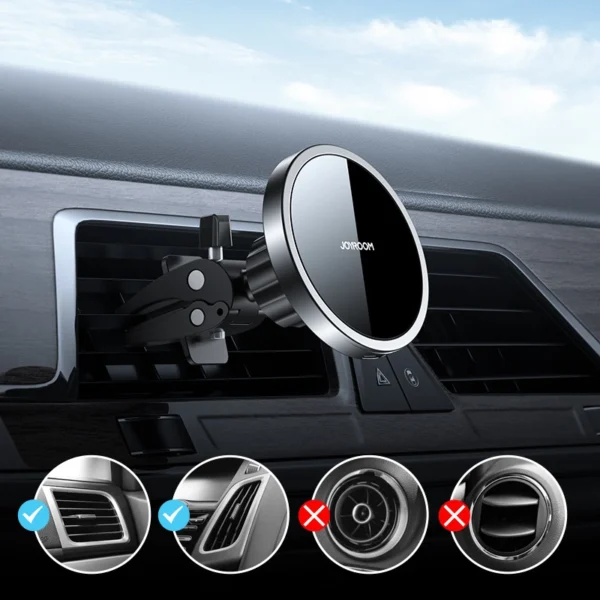 Joyroom Car Magnetic Holder Qi Wireless Inductive Charger 15W (MagSafe Compatible for iPhone) Black (JR-ZS240)eng
