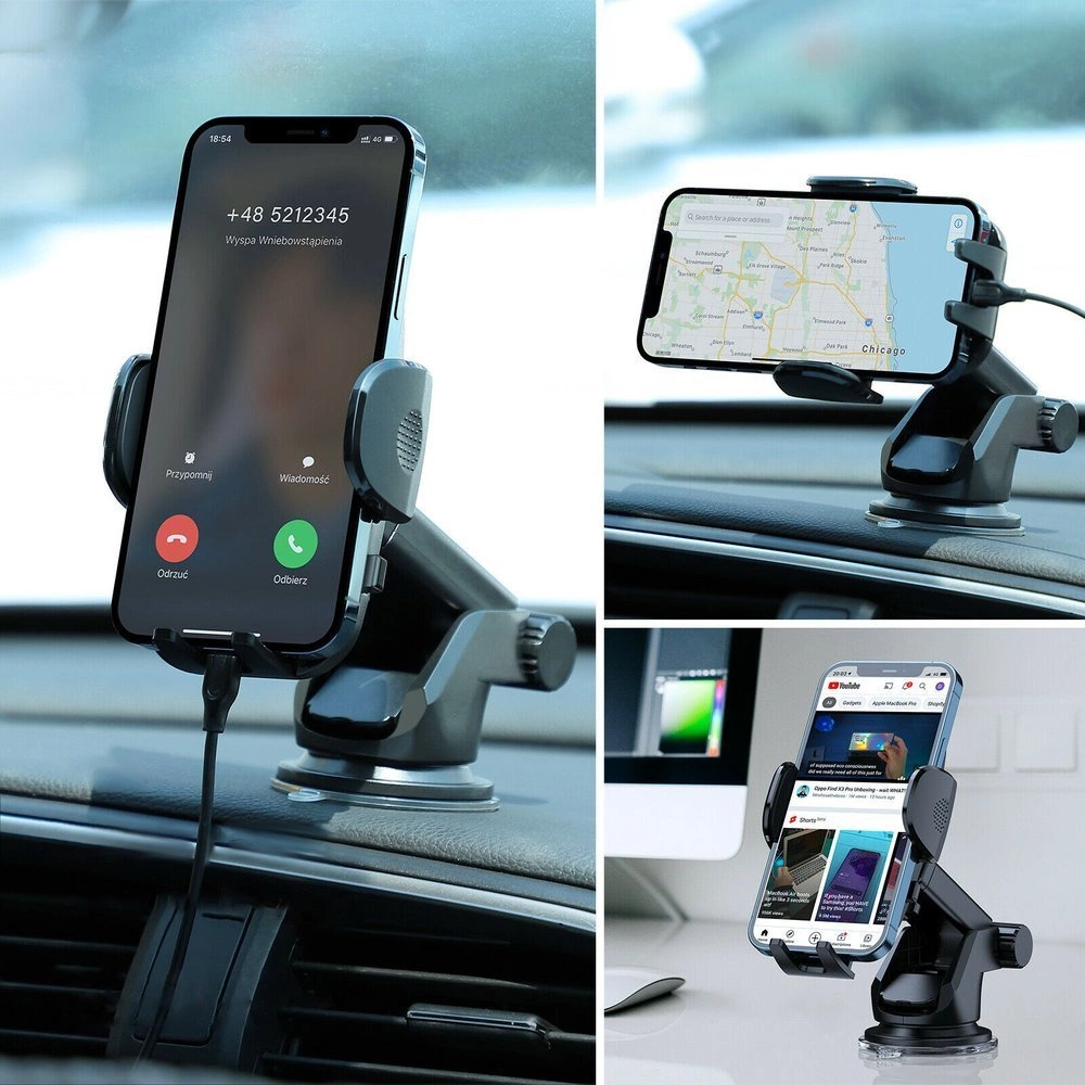 Joyroom car phone holder with telescopic extendable arm for dashboard and windshield black (JR-ZS259)eng