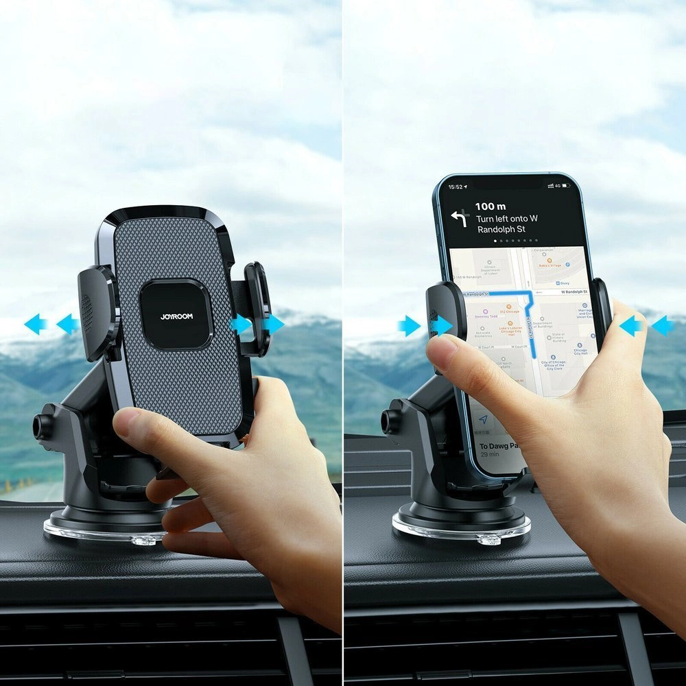 Joyroom car phone holder with telescopic extendable arm for dashboard and windshield black (JR-ZS259)eng