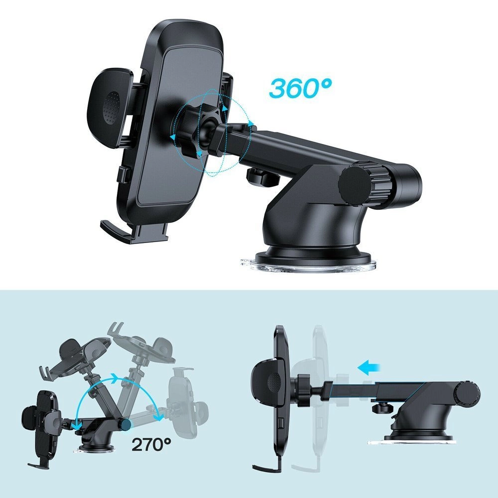 Joyroom car phone holder with telescopic extendable arm for dashboard and windshield black (JR-ZS259)eng