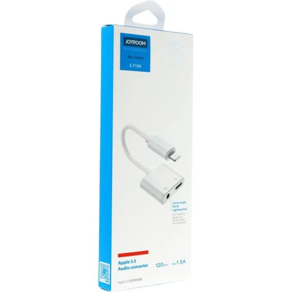 Joyroom S-Y104 headphone adapter Lightning - Lightning / mini jack 3.5mm - whiteeng