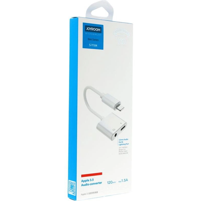 Joyroom S-Y104 headphone adapter Lightning - Lightning / mini jack 3.5mm - whiteeng