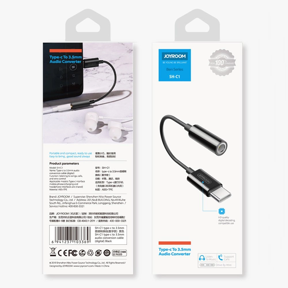 Joyroom SH-C1 headphone mini jack 3.5 mm (female) / USB-C (male) adapter - whiteeng
