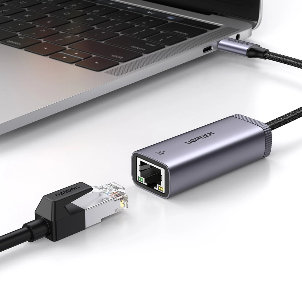 Ugreen external USB Type C network adapter - RJ45 1Gbps (1000Mbps) gray (40322 CM483)eng