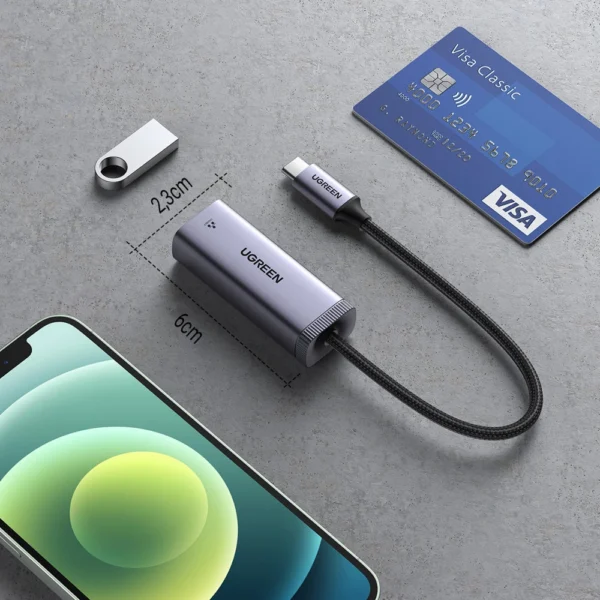 Ugreen external USB Type C network adapter - RJ45 1Gbps (1000Mbps) gray (40322 CM483)eng