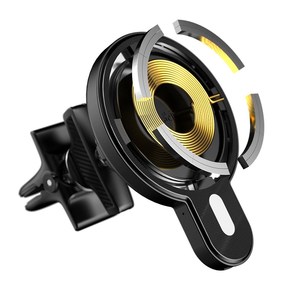 Dudao magnetic car holder inductive Qi charger 15W (compatible with MagSafe) black (F13)eng