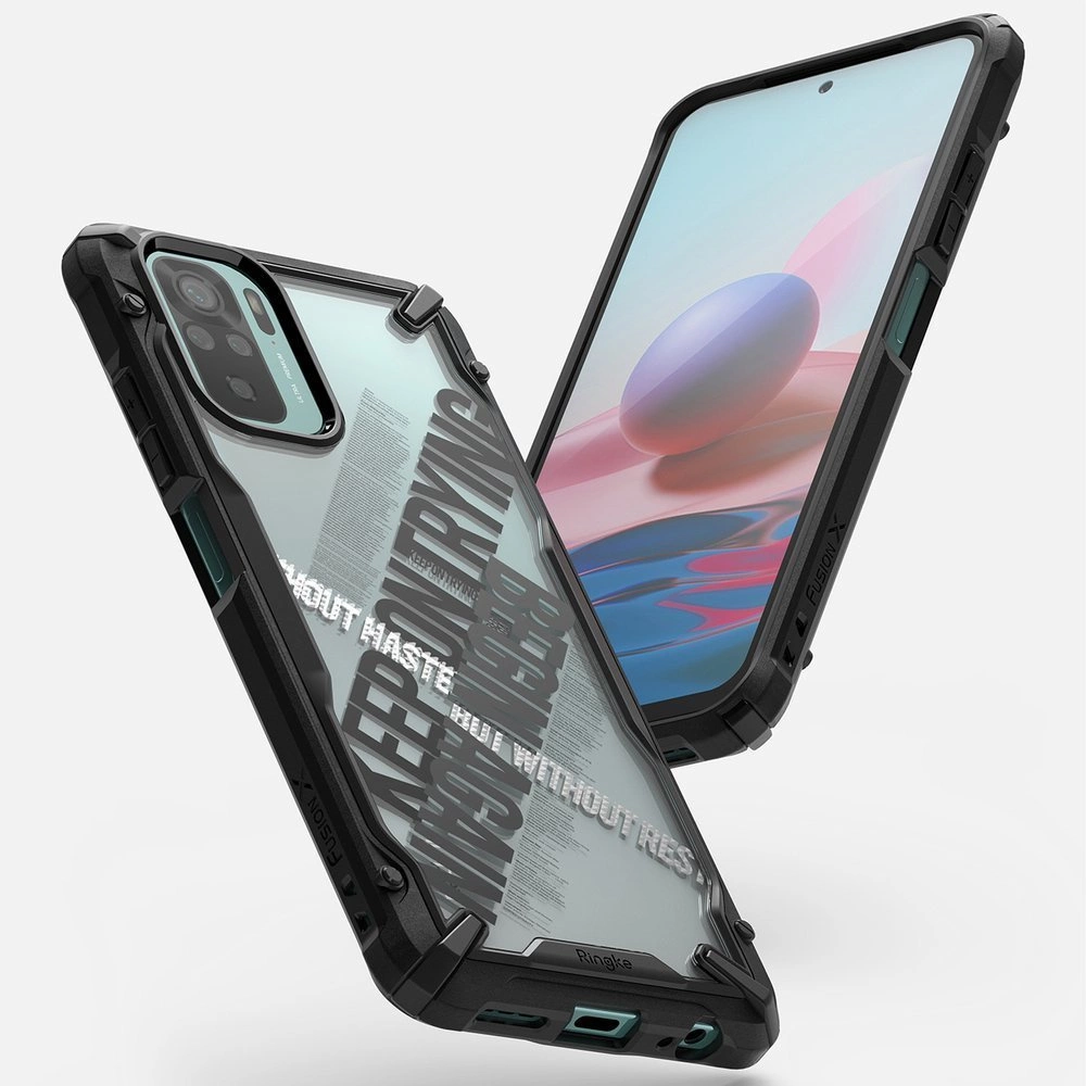Ringke Fusion X Design durable PC Case with TPU Bumper for Xiaomi Redmi Note 10 / Redmi Note 10S black (Cross) (XDXI0030)eng
