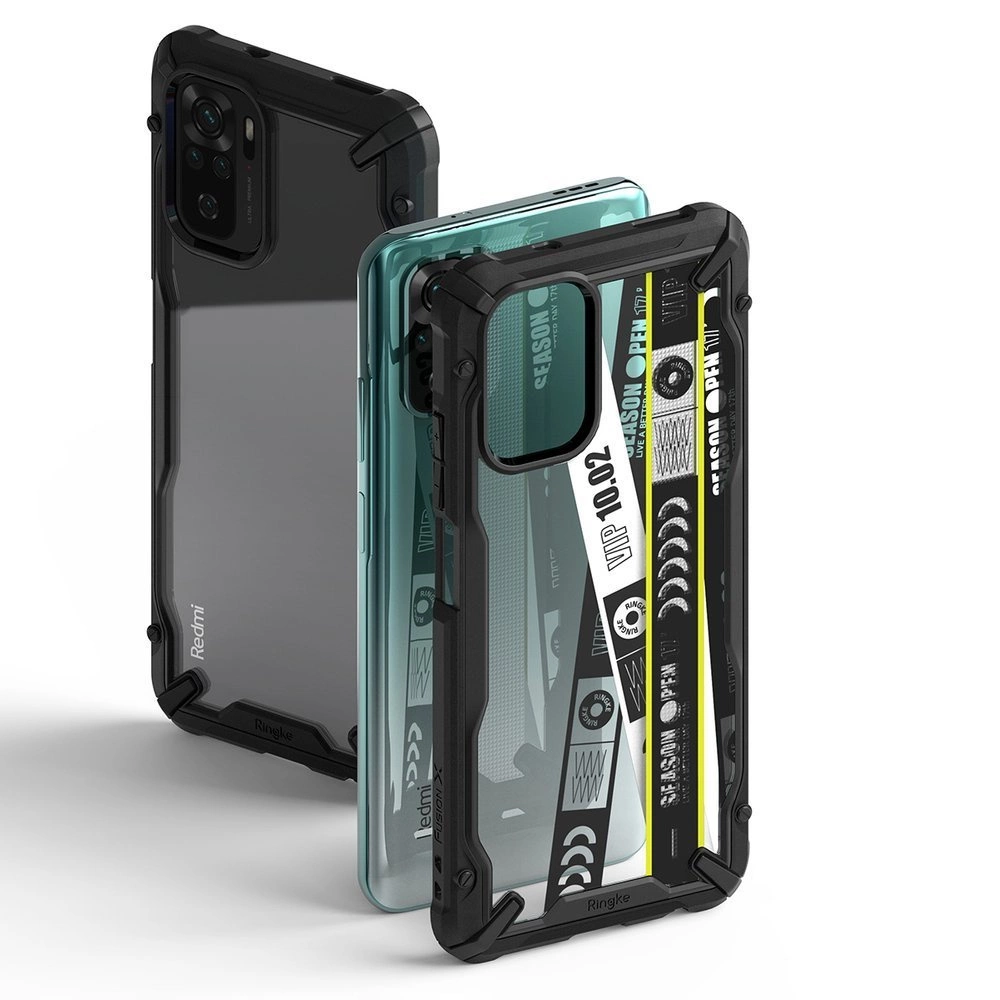 Ringke Fusion X Design durable PC Case with TPU Bumper for Xiaomi Redmi Note 10 / Redmi Note 10S black (Ticket band) (XDXI0029)eng