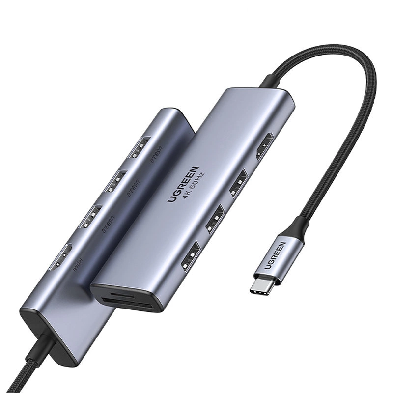 Ugreen multi-functional HUB USB Type C - 3x USB 3.2 Gen 1 / HDMI 4K 60Hz / SD and TF card reader gray (60383 CM511)eng