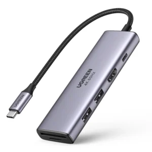 Ugreen 6in1 Multifunctional USB Type C HUB - 2x USB 3.2 Gen 1 / HDMI 4K 60Hz / SD and TF Card Reader / USB Type C PD 100W Gray (60384 CM511)eng