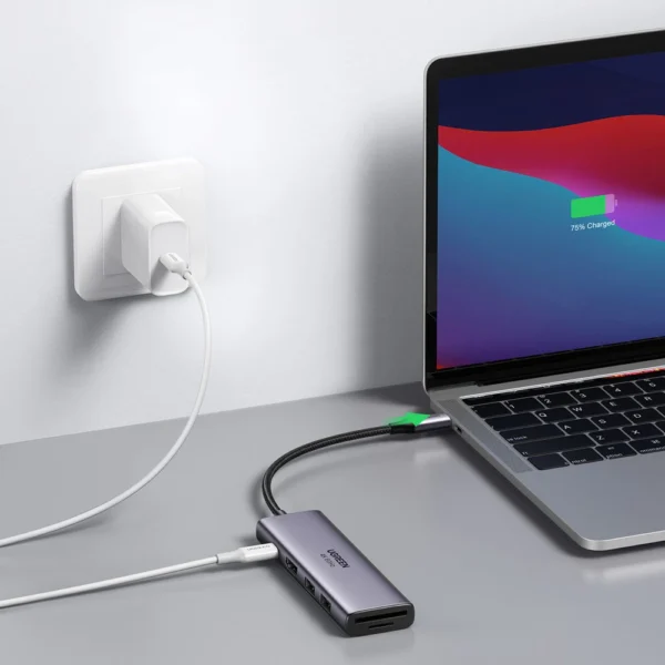 Ugreen 6in1 Multifunctional USB Type C HUB - 2x USB 3.2 Gen 1 / HDMI 4K 60Hz / SD and TF Card Reader / USB Type C PD 100W Gray (60384 CM511)eng