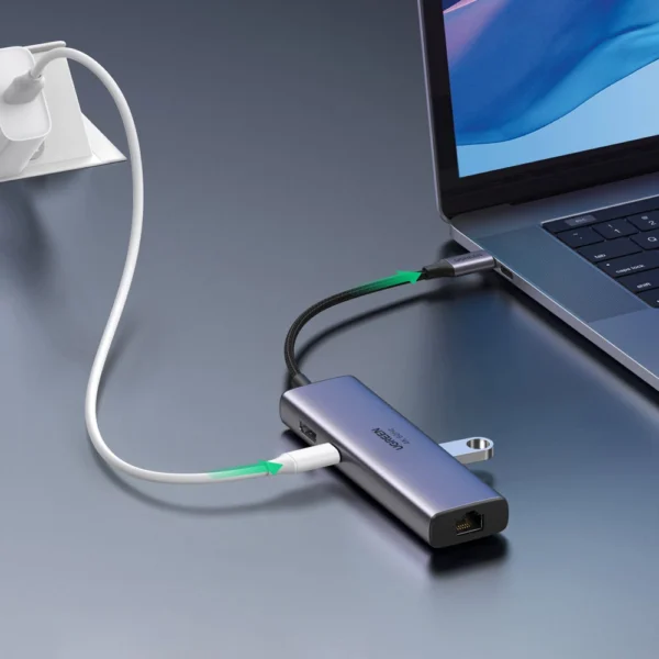 HUB 7in1 Ugreen CM512 USB-C / 2x USB-A 3.2 / HDMI 4K / SD TF reader / USB-C PD 100W / RJ45 - grayeng
