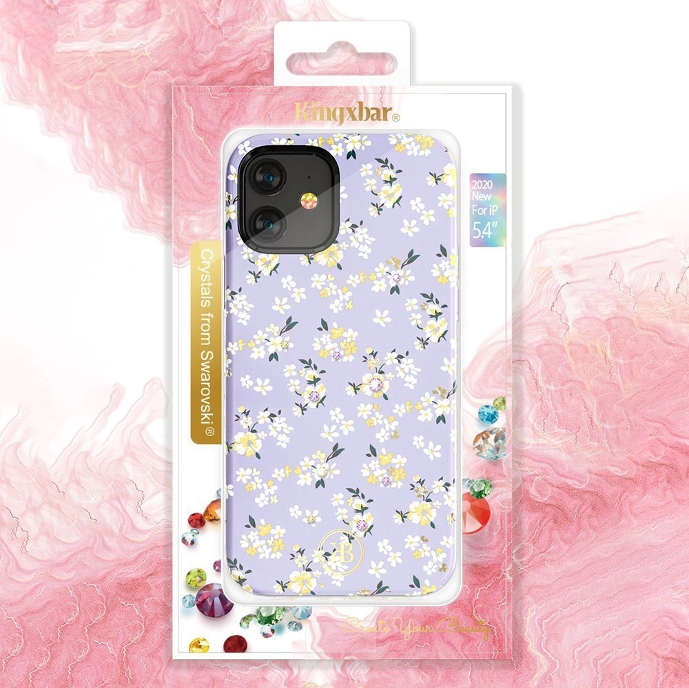 71888_3 Kingxbar Blossom case decorated with original Swarovski crystals iPhone 12 mini multicolour (Gardenia)eng