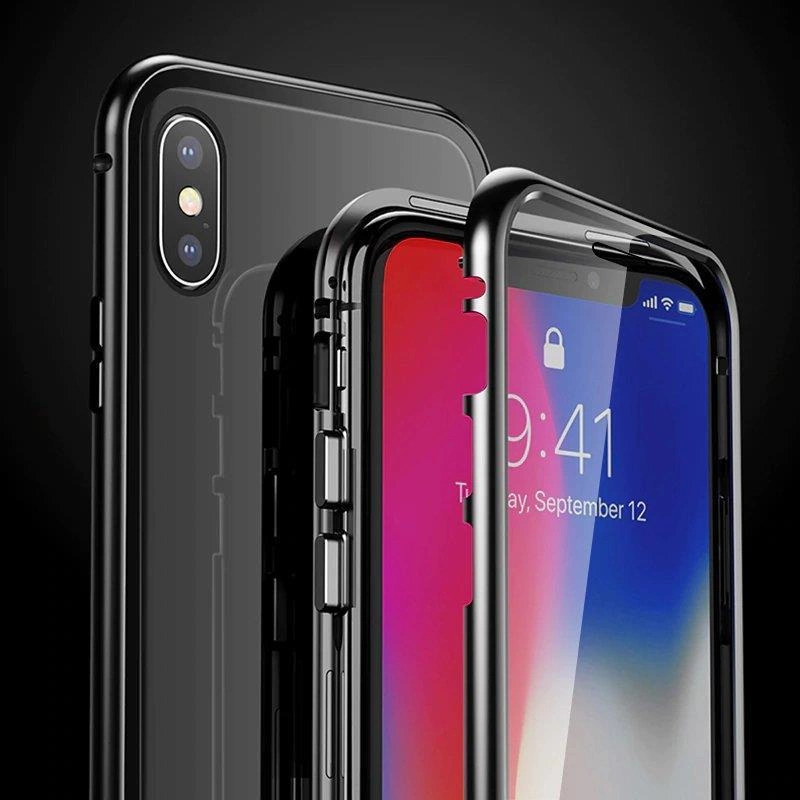 Wozinsky Full Magnetic Case Full Body Front and Back Cover with built-in glass for Samsung Galaxy A72 4G black-transparenteng