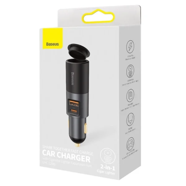 Baseus Share Together USB / USB Type C / cigarette lighter socket car charger 120W Quick Charge Power Delivery gray (CCBT-C0G)eng