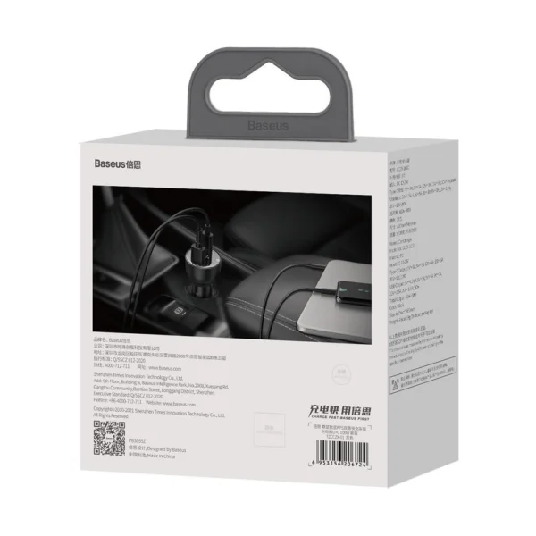 Baseus Superme fast car charger USB / USB Type C 100W PPS Quick Charge Power Delivery + USB cable Type C 100W (20V/5A) 1m black (TZCCZX-01)eng