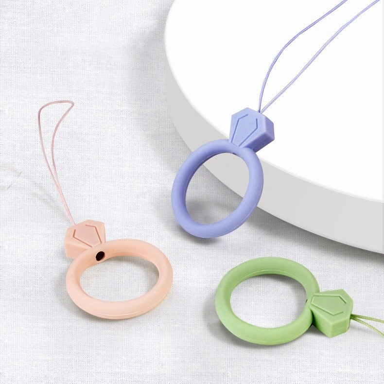 Silicone lanyard for the phone diamond ring pendant for a finger yelloweng