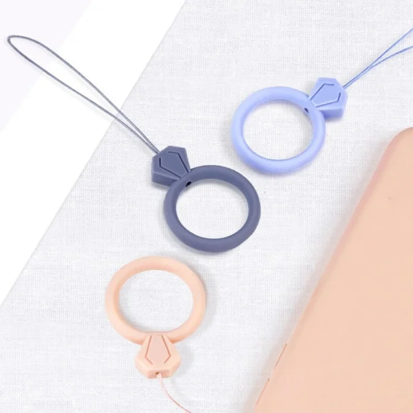 Silicone lanyard for the phone diamond ring pendant for a finger yelloweng