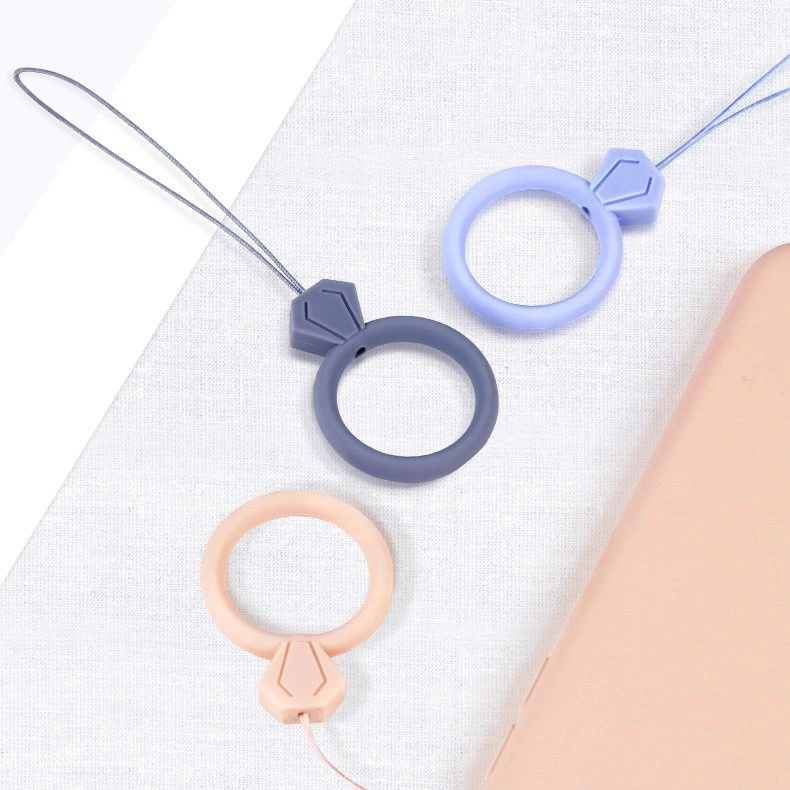 Silicone lanyard for the phone diamond ring pendant for a finger yelloweng