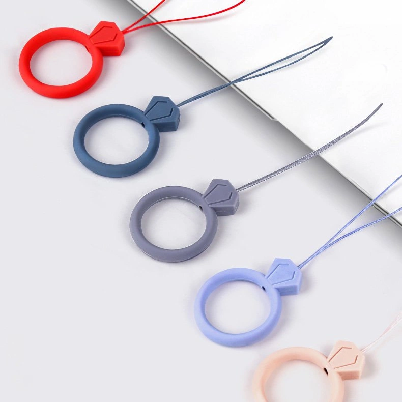 Silicone lanyard for the phone diamond ring pendant for a finger yelloweng