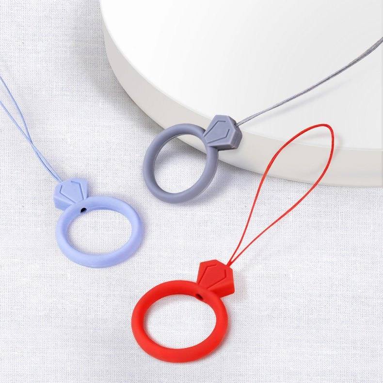 Silicone lanyard for the phone diamond ring pendant for a finger yelloweng