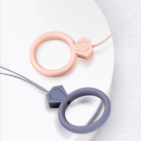 Silicone lanyard for the phone diamond ring pendant for a finger yelloweng