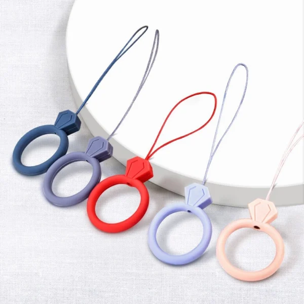 Silicone lanyard for the phone diamond ring pendant for a finger yelloweng