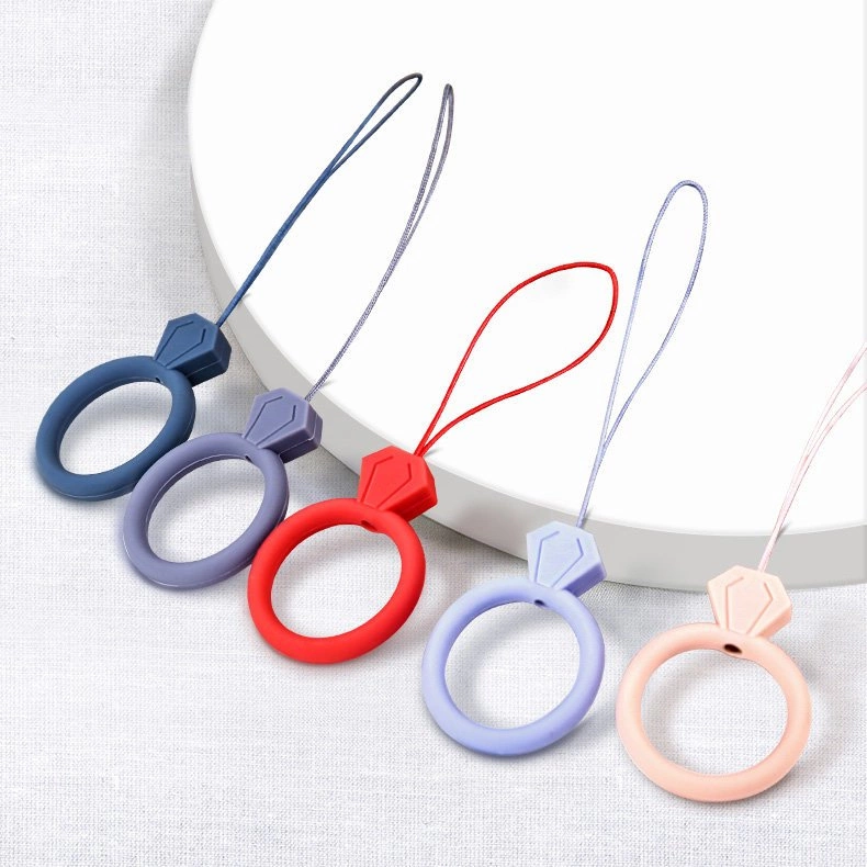 Silicone lanyard for the phone diamond ring pendant for a finger yelloweng