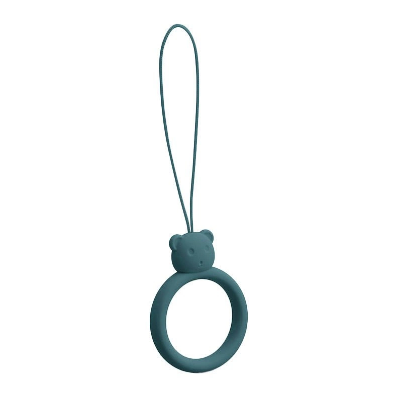 A silicone lanyard for a phone bear ring on a finger greeneng