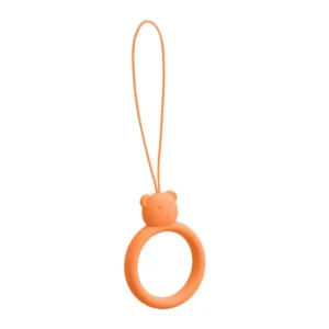 A silicone lanyard for a phone bear ring on a finger orangeeng