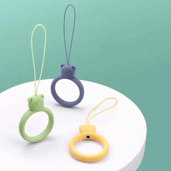 A silicone lanyard for a phone bear ring on a finger light greeneng