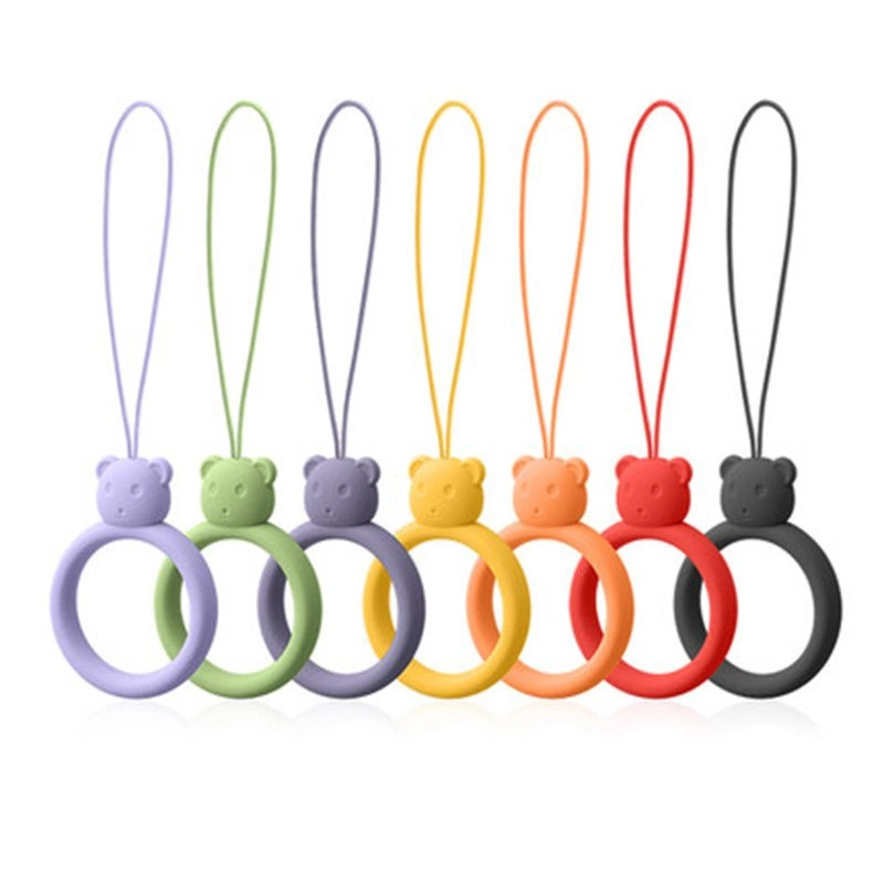 A silicone lanyard for a phone bear ring on a finger light greeneng
