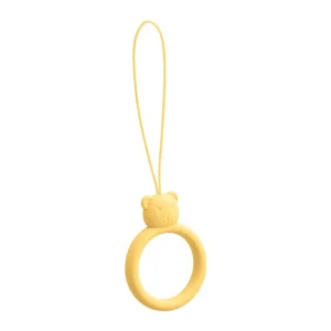 A silicone lanyard for a phone bear ring on a finger yelloweng