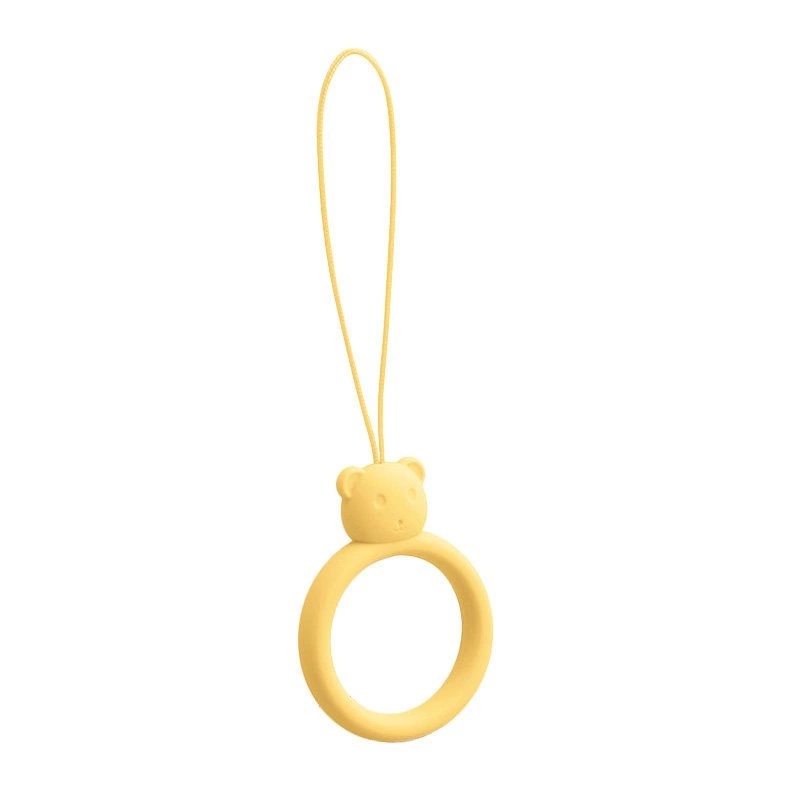 A silicone lanyard for a phone bear ring on a finger yelloweng