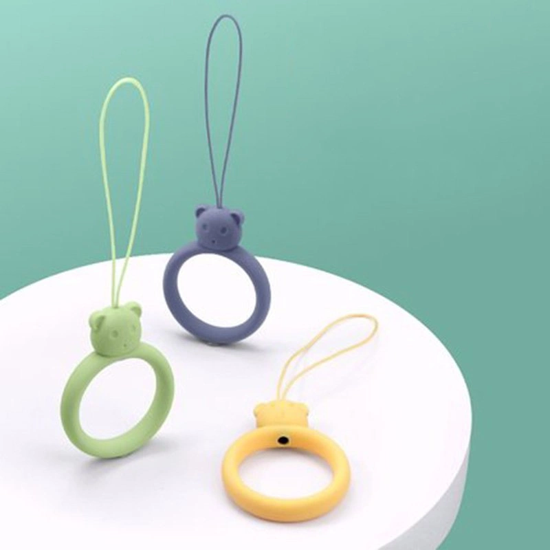 A silicone lanyard for a phone bear ring on a finger yelloweng
